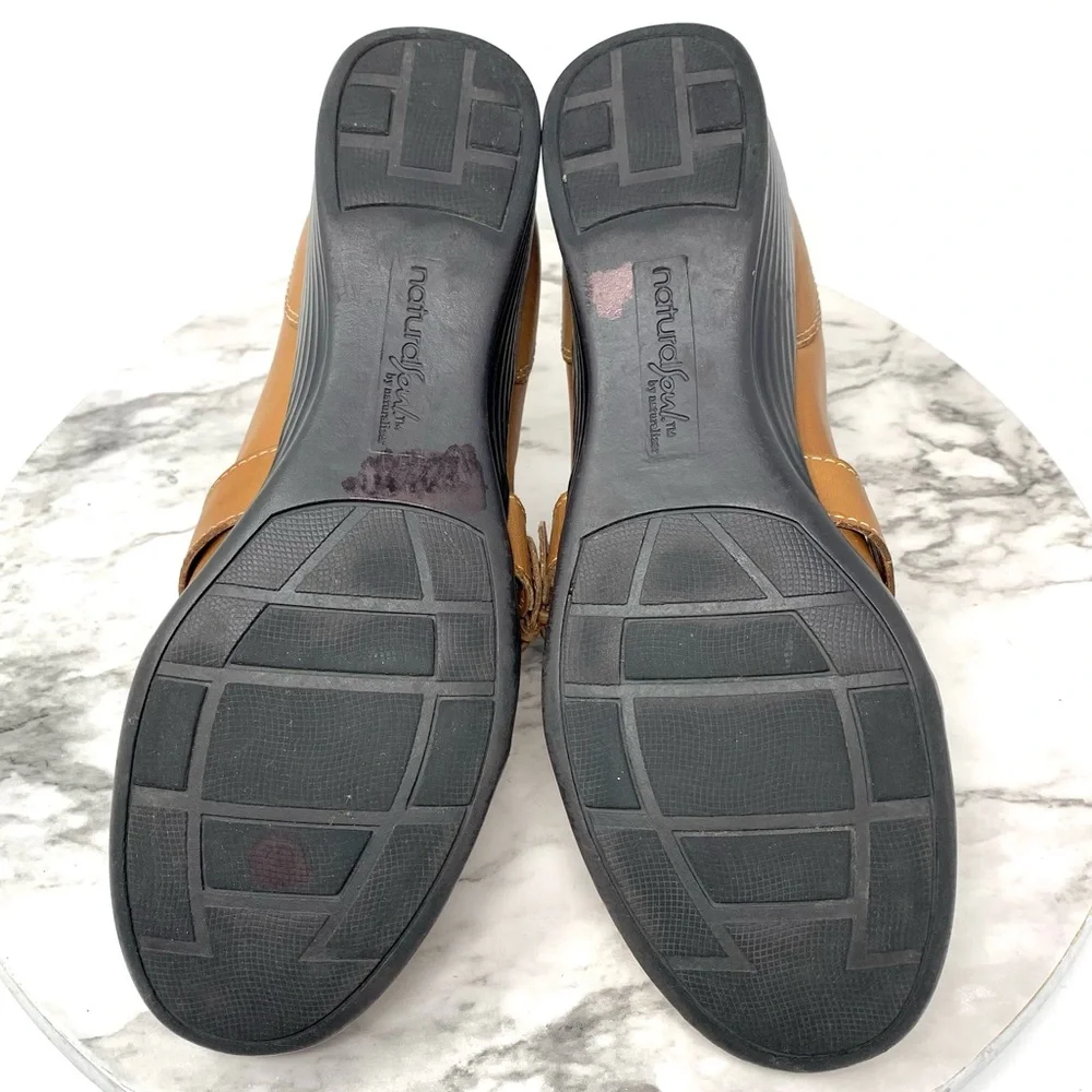 Natural Soul by Naturalizer Bakten Mary Jane Brown Leather Wedges 9 Classic